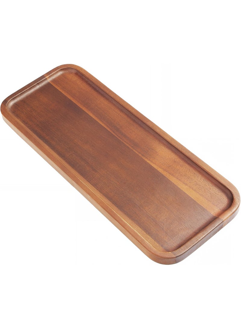 ALMiHomi Rectangular Wooden Serving Tray – Natural Wood Serving Board – 30×12cm Small Table Tray for Food, Coffee, Tea, Bread, Fruit – Kitchen & Home Decor - Image 1